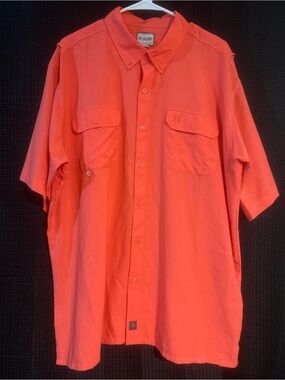 Heybo Outdoors Men's Short Sleeve Button-Down Shirt - Coral Red